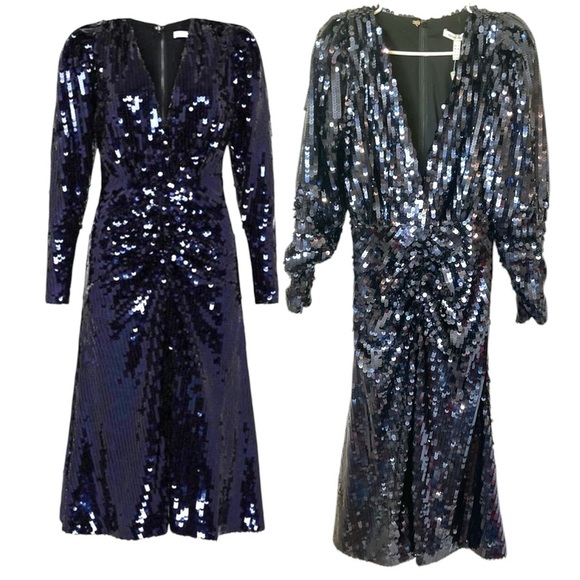 NWT Rachel Gilbert Leopold Dress Midnight Blue Sequins Size 6 - Picture 1 of 16